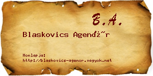 Blaskovics Agenór névjegykártya